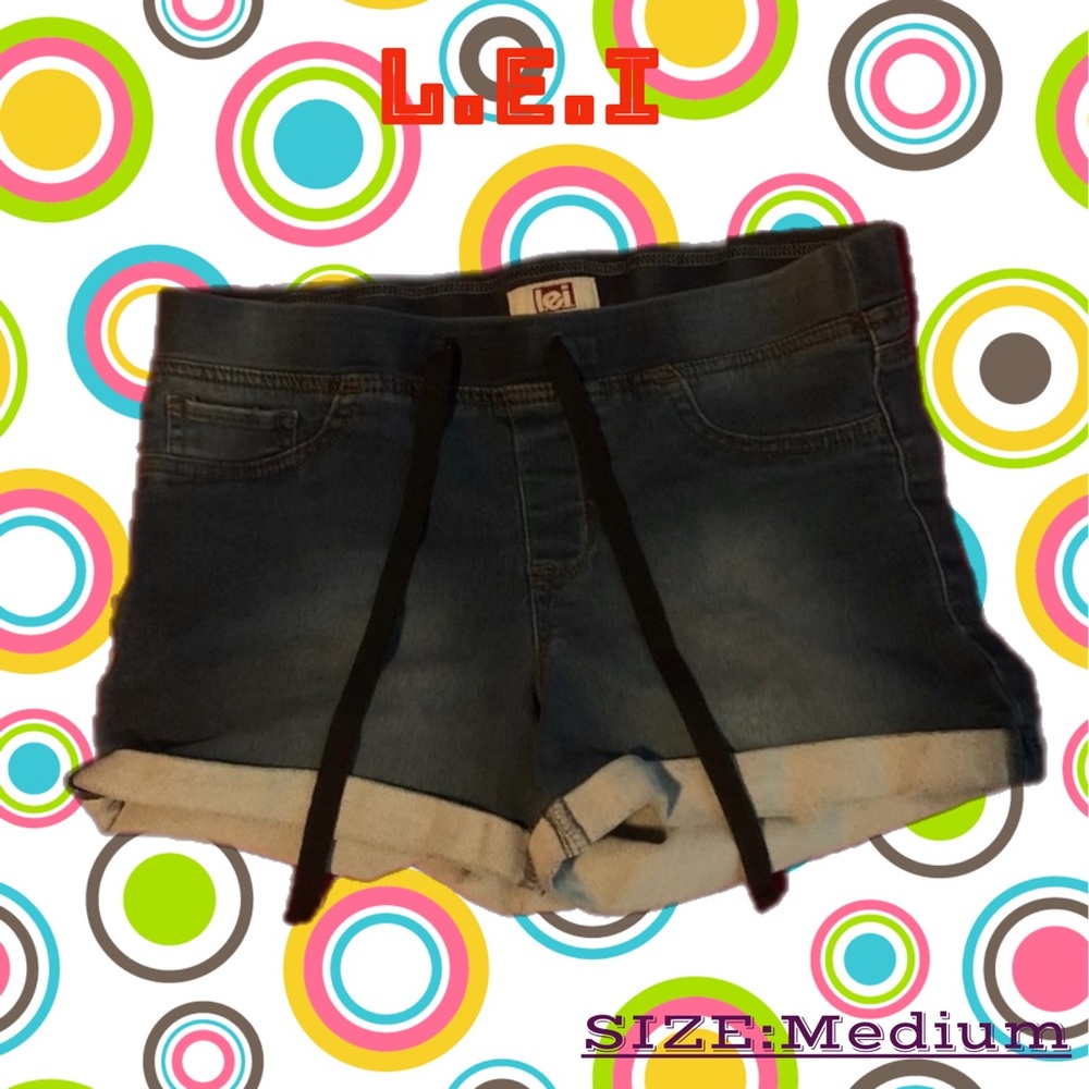 Short For Girls Casual Solid Denim Navy Color